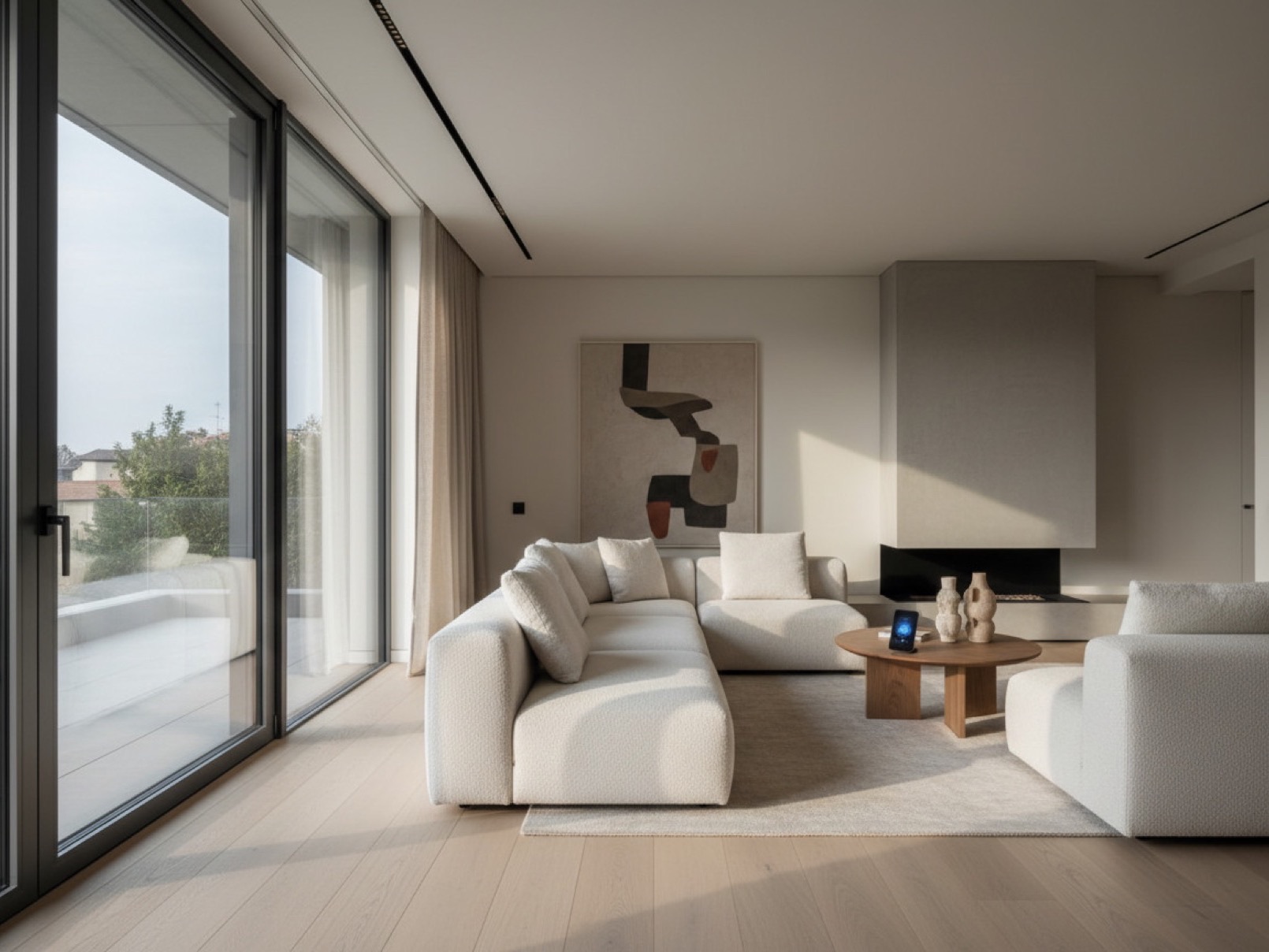 Comfort moderno: soggiorno con serramenti in alluminio